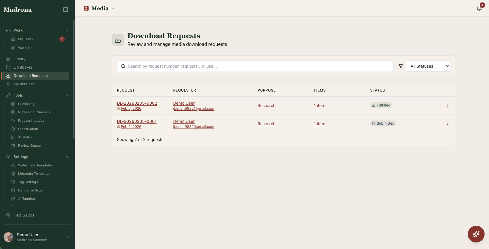  Manage Received Download Requests